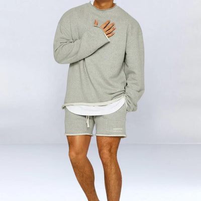 John | Stylish Relaxed Fit Sweatshirt Shorts Set