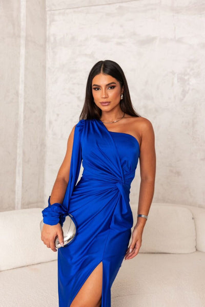 Elegant one shoulder satin dress 