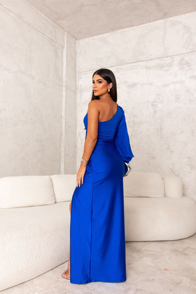 Elegant one shoulder satin dress 