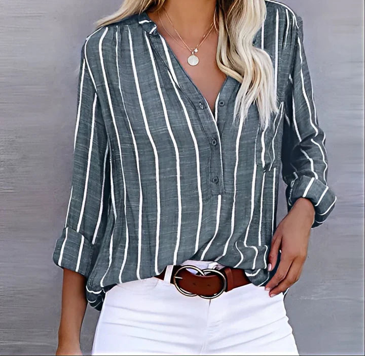Ashley™ | Relaxed Fit Striped Button-Down Shirt 