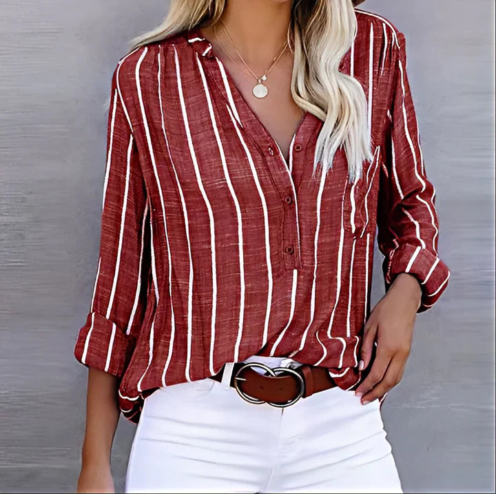 Ashley™ | Relaxed Fit Striped Button-Down Shirt 