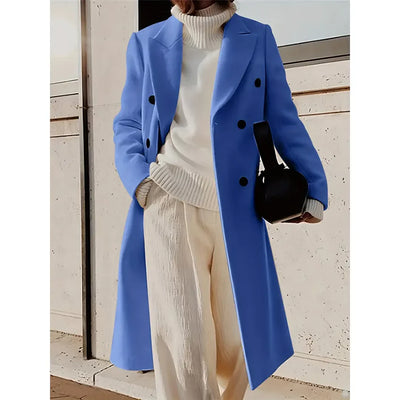 Women's Double-Breasted Long Trench Coat