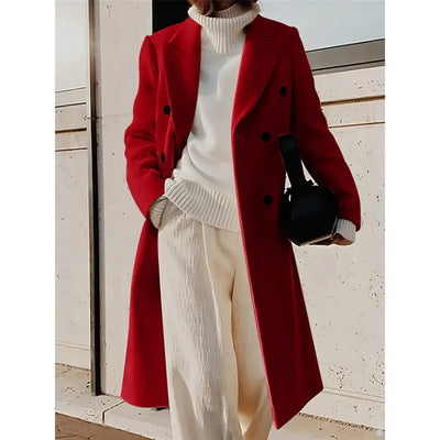 Women's Double-Breasted Long Trench Coat