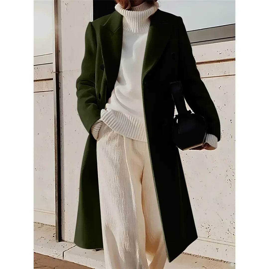 Women's Double-Breasted Long Trench Coat